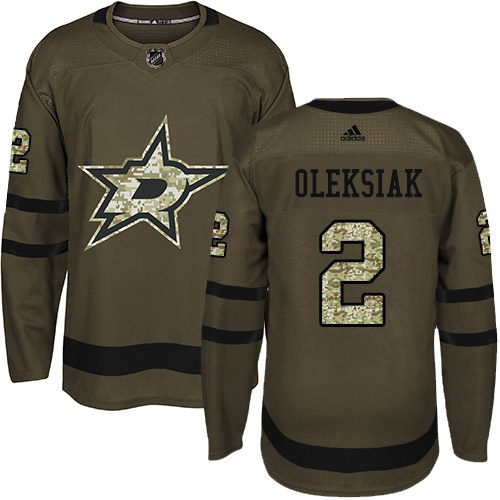 Adidas Dallas Stars #2 Jamie Oleksiak Green Salute to Service Youth Stitched NHL Jersey->youth nhl jersey->Youth Jersey